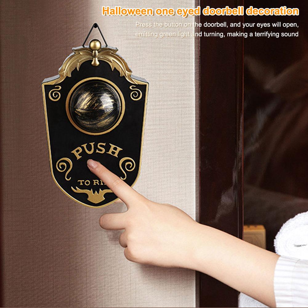 Animated Eyeball Halloween Doorbell with Spooky Sounds LED Hanging Doorbell Front Door Haunted House Halloween Decor Prank Props