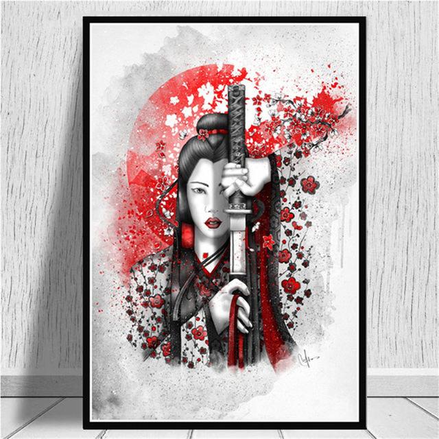 Japansk Zen Ink Målning Konstaffischer Canvastavlor Samurai Kanji Väggkonsttryck Familj Vardagsrum Retro Rum Dekor Väggmålning