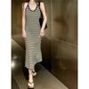 French Style Striped Suspender Knitted Dress: Backless, Slim Fit, Hip-Wrapped, Summer Women's Fashion