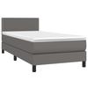 3141045 vidaXL Lit à sommier tapissier avec matelas Gris 90x200 cm Similicuir