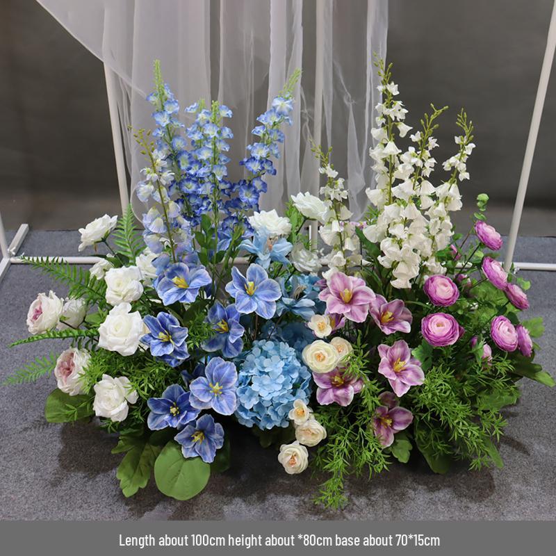 Mori Style Silk Floral Aisle Decoration In Blue & Purple