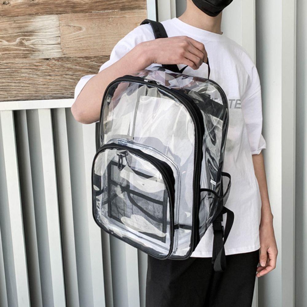 PVC Students School Bag Waterproof Clear Shoulder Bag Casual Transparent Backpack  Outdoor
