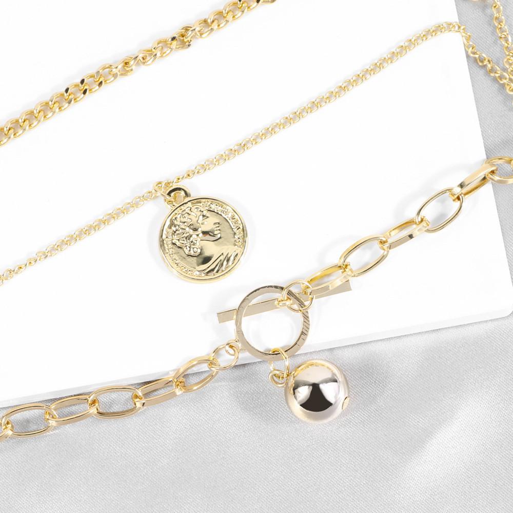 Trendy Multi-layered Geometric Alloy Necklace Features Chic Bell Charms For Women