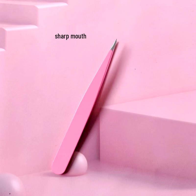 Pink Stainless Steel Tweezers: Eyebrow Shaping & Eyelash Curler Tool