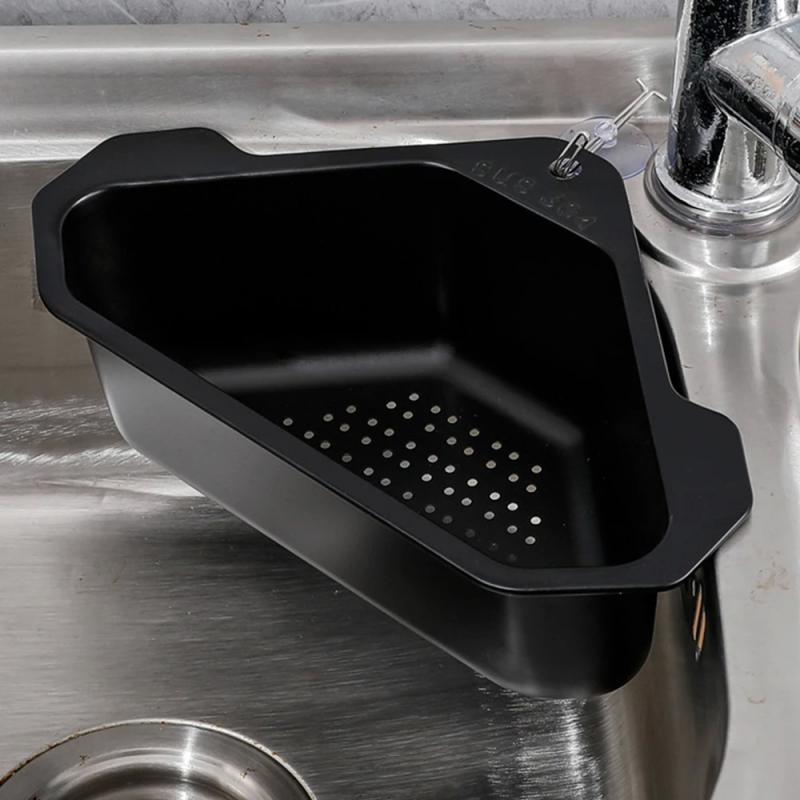 Triangular Kitchen Sink Drain Basket 304 Stainless Steel Filter Shelf Fruit Vegetable Sponge Drainer Storage Rack KitchenFixture