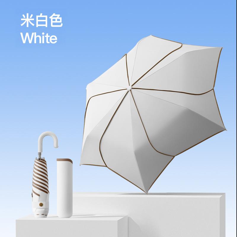 Three-fold Six-open Fresh Petals Anti-ultraviolet Weather and Rain Dual-purpose Creative Ultra-light Vinyl Folding Umbrella Umbrella Customization
