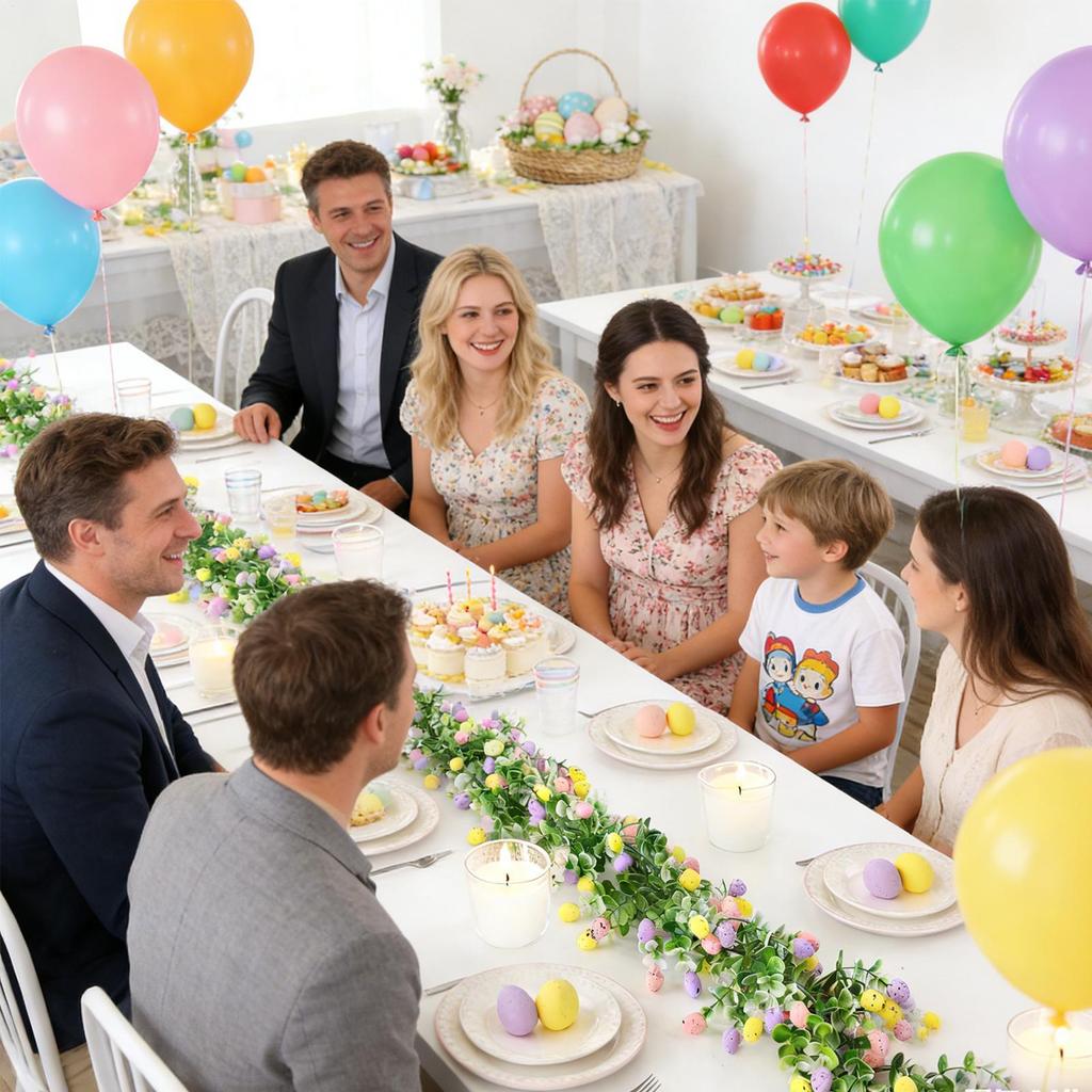 Ostergirlande für Kaminsims 2 Stück Osterei Frühlingsgirlande Dekoration Rustikale Frühlingsdekorationen für Zuhause Innen Party Wand