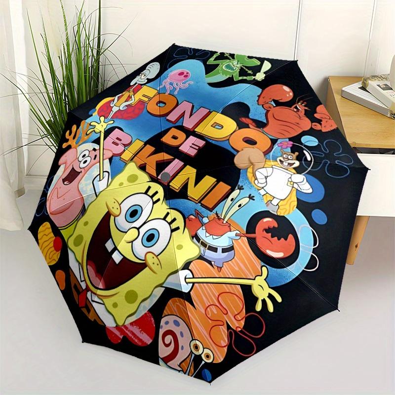 1pc SpongeBob SquarePants Automatic Open/close Folding Portable Umbrella with 8-Rib Structure for Women/Men, All-Season Use  a0901044