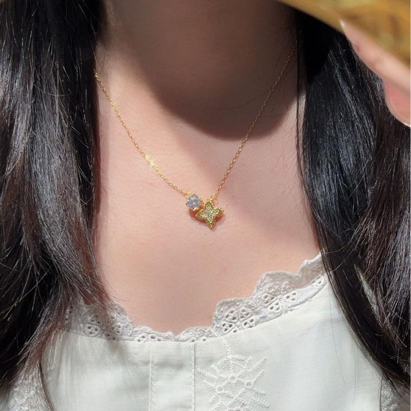 Premium Sense Full Diamond Presbyopia Tetragonal Star Pendant Collarbone Chain Light Luxury Design Sense Simple Zircon Necklace Female