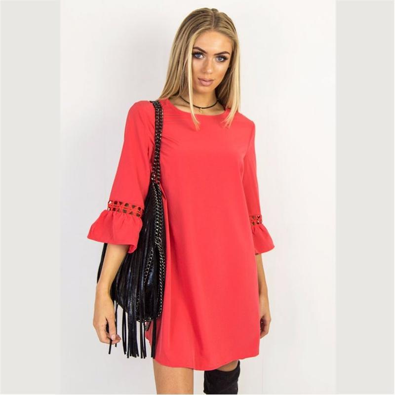 Stylish Autumn Candy Color Lace Stitching Dress With Casual Mid Sleeve Design
