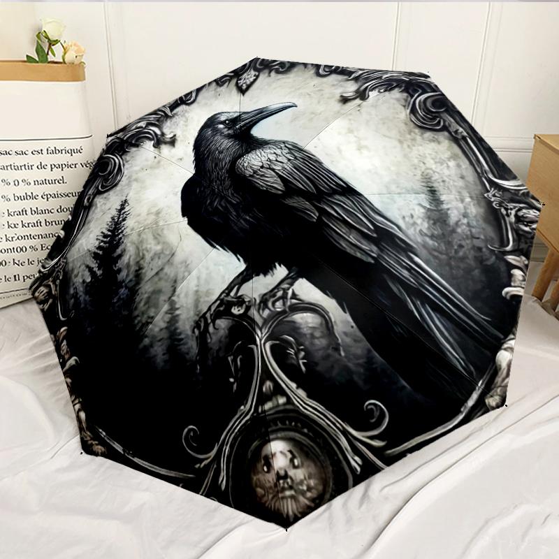 Raven In The Forest 8-Frame for Travel, camping, Casual Lightweight Portable Umbrella, Essential for every family Holidays Birthday Gift