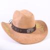 Popular European and American Classic Suede Western Cowboy Hat Men's and Women's Big Brim Embroidered Outdoor Sun Hat