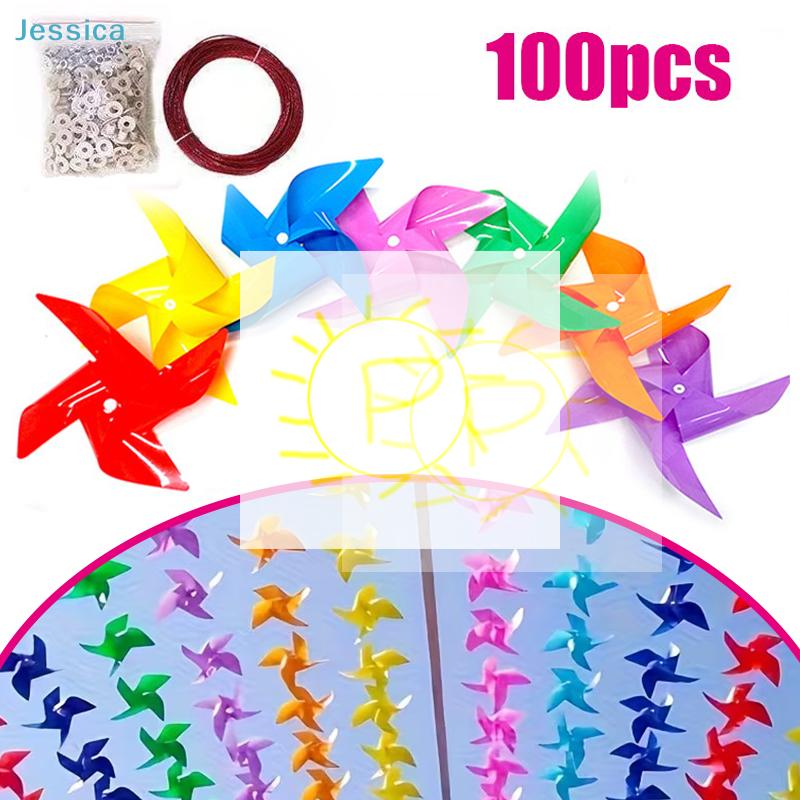 100-Pack Colorful Pinwheel Set - 172327Cm Wind Spinners With Hanging Wire For Party Garden Decor