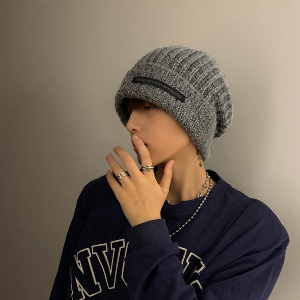 Hats, Couple, Knitted Hats, Men's and Women's Styles, Warm, Cold Hats, Loose, Big Head Waist, Knitted Hats