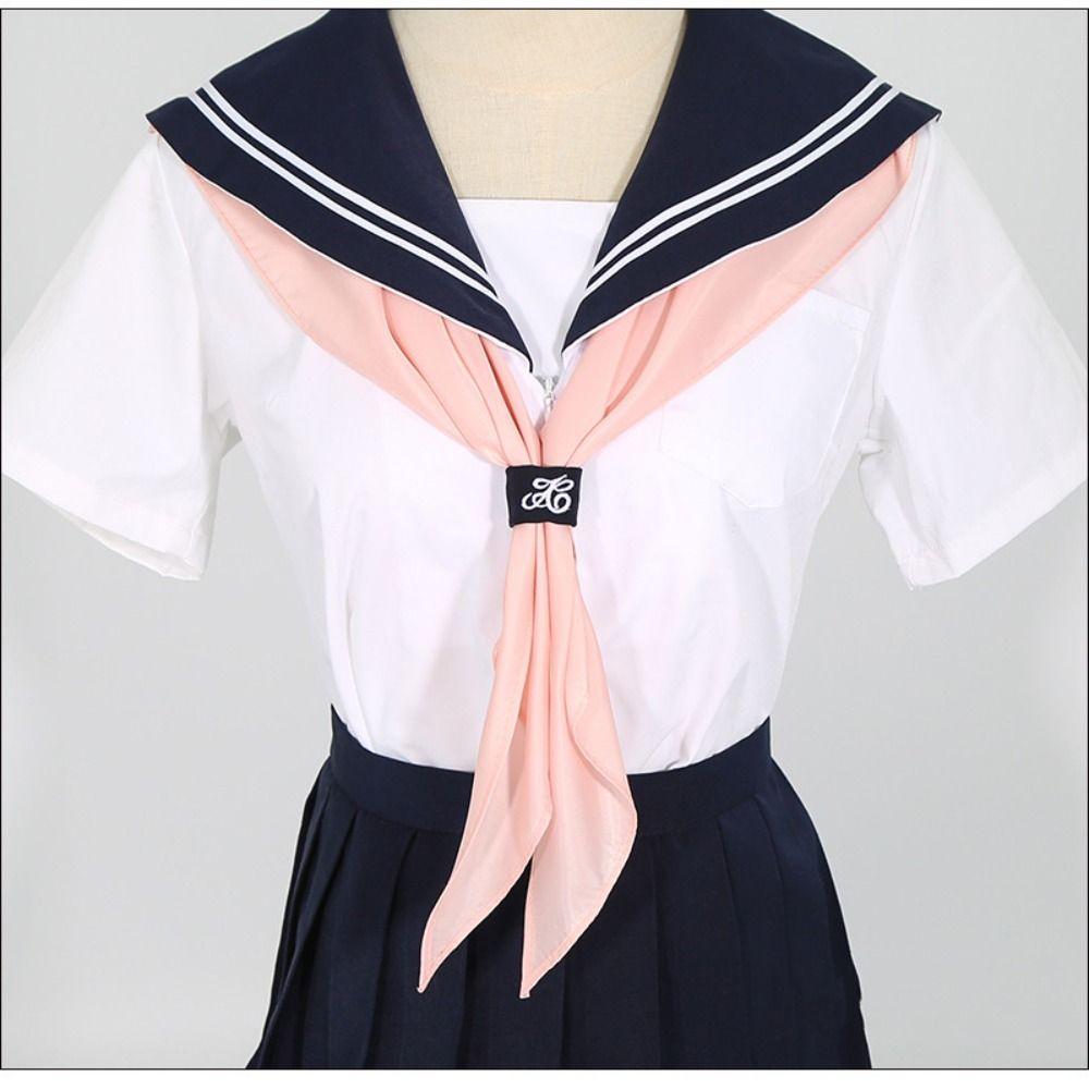 Kein Binden Ring Schnalle Dreiecksschal Handgemacht Kleines Accessoire JK Uniform Halskrawatte Einfarbige Matrosen Halskrawatte Damen Stil