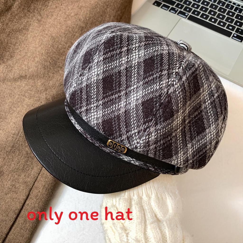 Классическая шерстяная геометрическая беретка для осени и зимы, теплая и стильная Black White