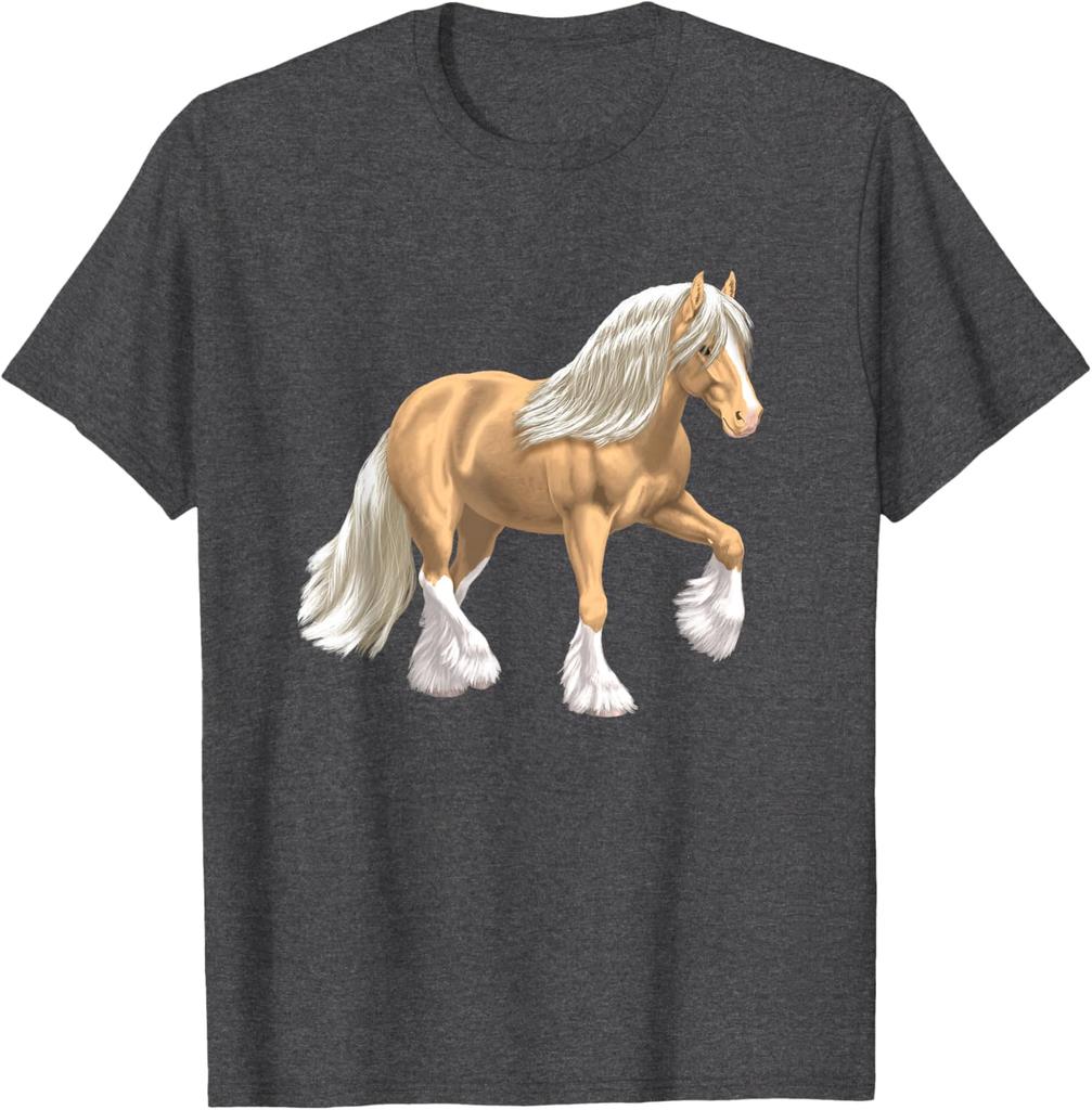 Cob Tinker Horse Graphic Print Round Neck Casual T-Shirt Breathable Lightweight Tee