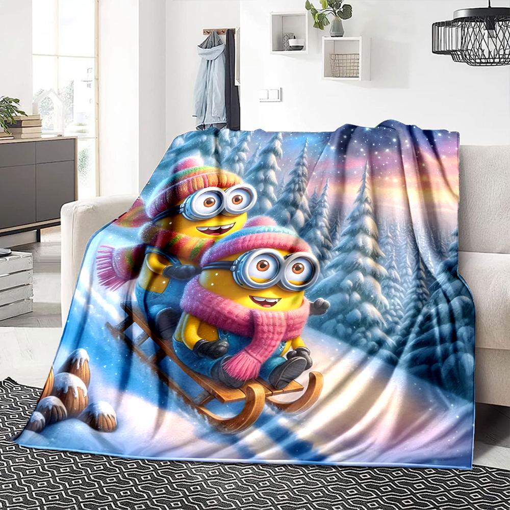 1Pc Winter Snowman Adventure Blanket Soft Throw Blanket For Home Bedroom Bed Sofa Travel Office Solid Christmas Blanket