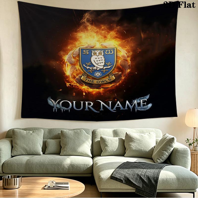 Custom Name Sheffield Wednesday Printed Tapestry – Wall Hanging for Bedrooms, Dorms, and Home Decor