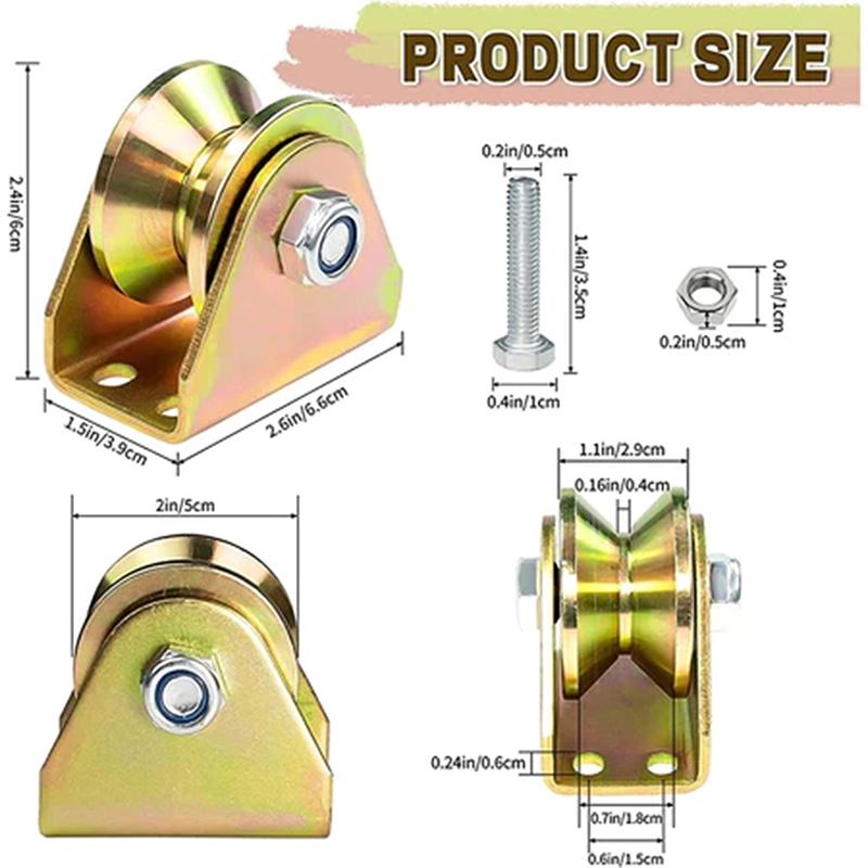 4Pcs V Shaped Plating Color Track Wheel Bearing Home Hardware Rigid Caster V Groove Wheel For Sliding Door Rollers