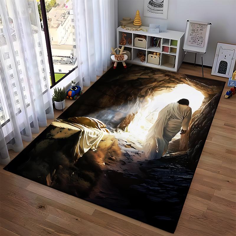 Resurrection Scene Art Non-slip Rug for Homes living room and bedroom sofas.