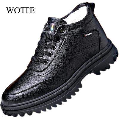 WOTTE Winter Schneestiefel Stiefeletten Herren Warme Schuhe Fellgefütterte Stiefel Plüsch Warme Stiefeletten Slipper Freizeitsneaker Neu
