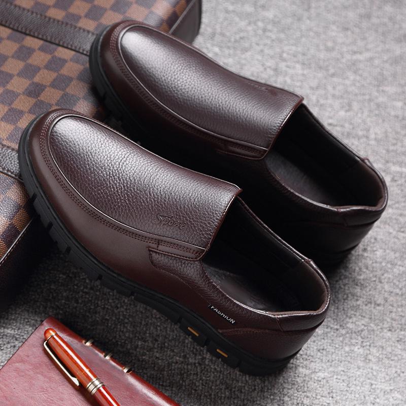 Herrskor i Plus Size, Slip-on, Business Casual, Läder, med Tjocka Sulan (Storlekar 47-48)