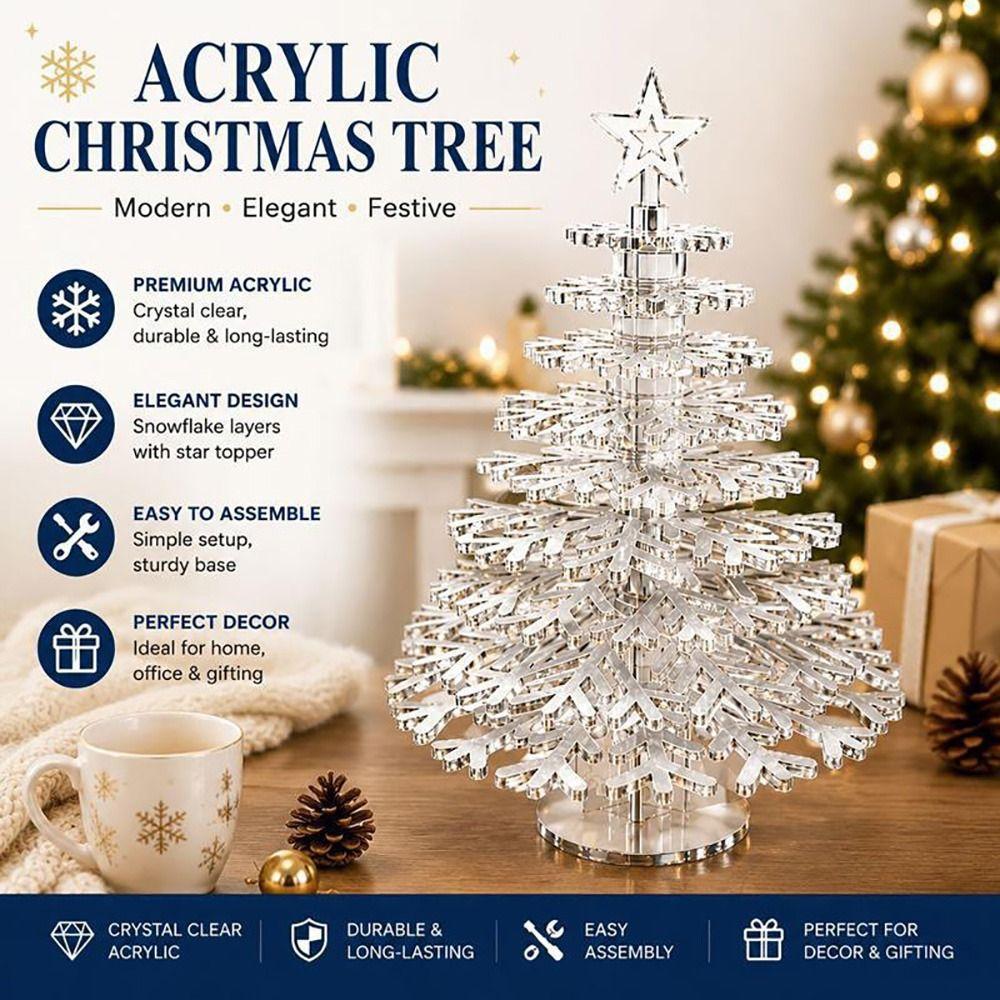 DIY Assembled Christmas Tree Transparent Decorative Christmas Tree Tabletop Decoration  Gift