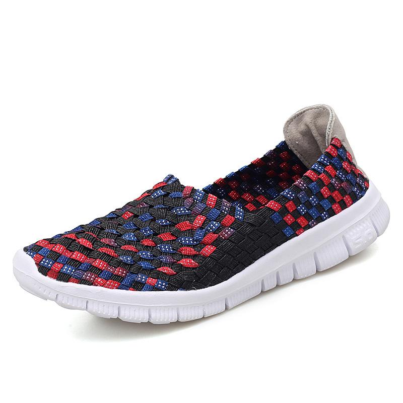 Summer mesh breathable hollow sandals lightweight flat-soled mother shoes couple casual one-pedal cloth shoes woven women's shoes