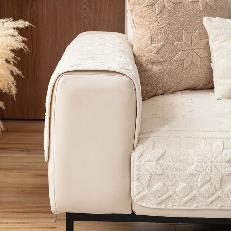 All-Season Jacquard Velvet Sofa Cushion Anti-Slip One-Piece Straight-Row Living Room Seat Pad With Dust Cover Cloth