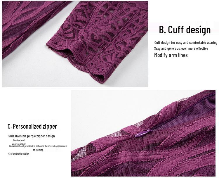 Versatile Plus Size Lace Embroidery Dress for Spring & Autumn