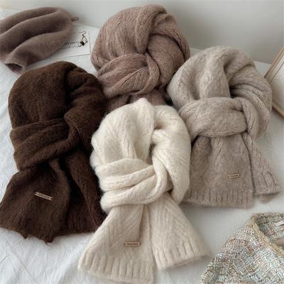 Alpakawolle gemischter einfarbiger Strickschal Damen Winter Studentin High Sense Paar Wollschal