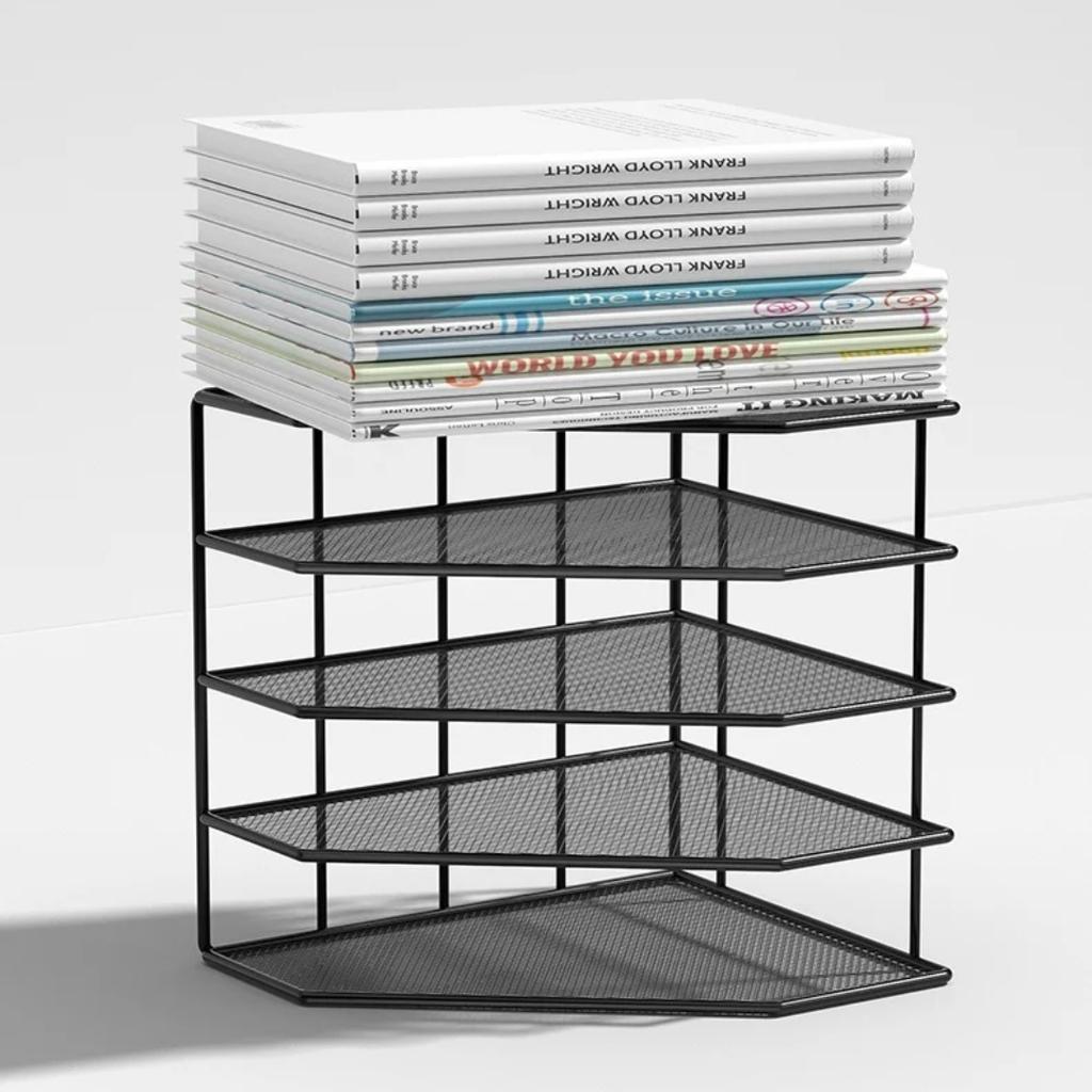 Metal File Rack Office Desk Shelf Standing Desktop File Folder File Box File Storage Box Data Rack Stationery Organizer File