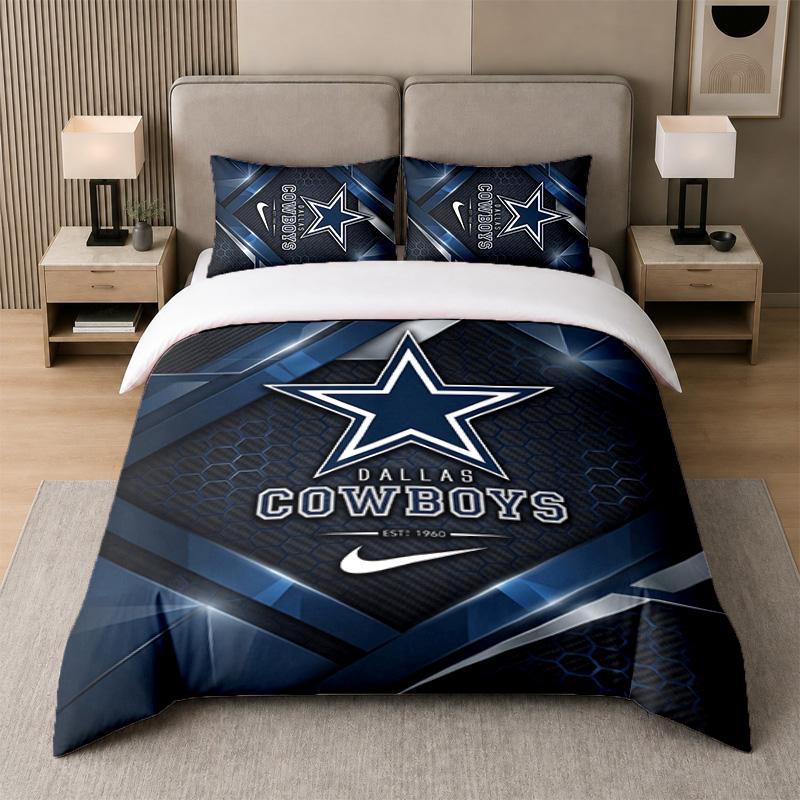3Pcs Bedding SetDallas Cowboys Soft Bed Sheet and Two Pillowcases Home Bedroom Decor