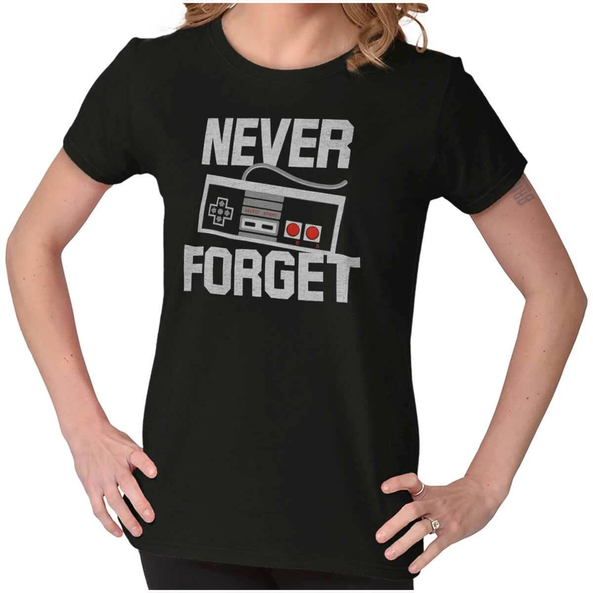 Never Forget Old School Video Gaming Gift Womens Top Junior Graphic Tee XL