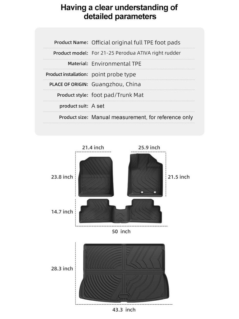 TPE Floor Mats for 2021-2025 Perodua ATIVA