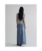 8SECONDS Linen Blended Denim Maxi Skirt Sky Blue
