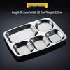 304 Stainless Steel 5-Compartment Divided Lunch Tray