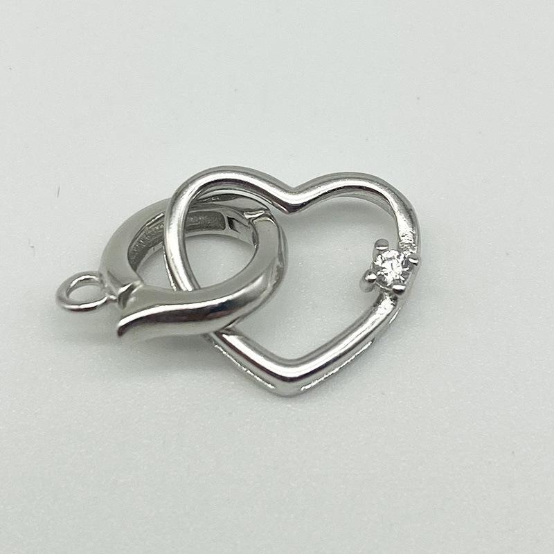 Yansheng S925 Sterling Silver Heart Clasp Necklace Bracelet Connector for DIY Pearl Sweater Chain.