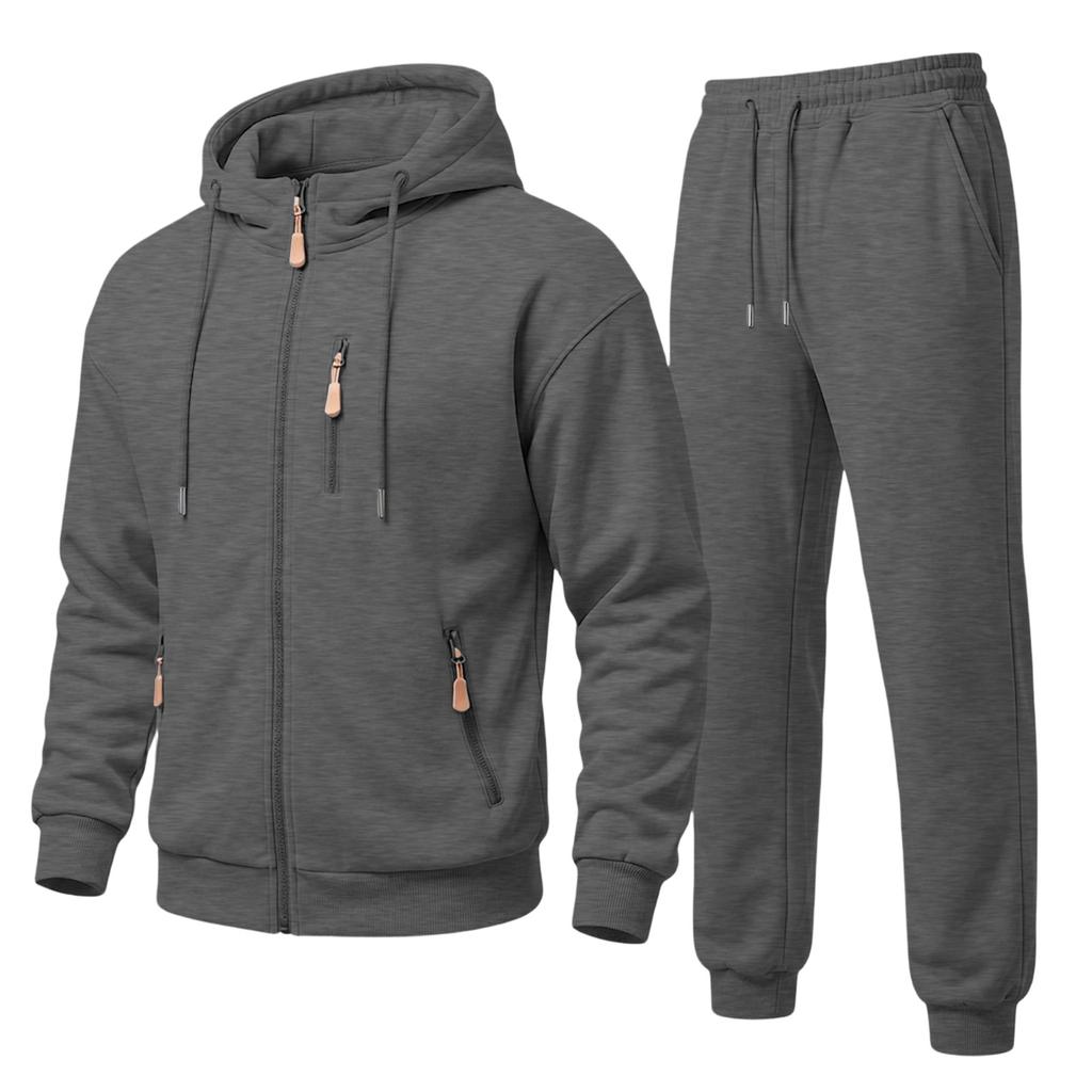 Men's Casual Athletic Track Suit 2 Piece with Hooded Jacket and Jogger Pants, Loose Fit for Fall Winter