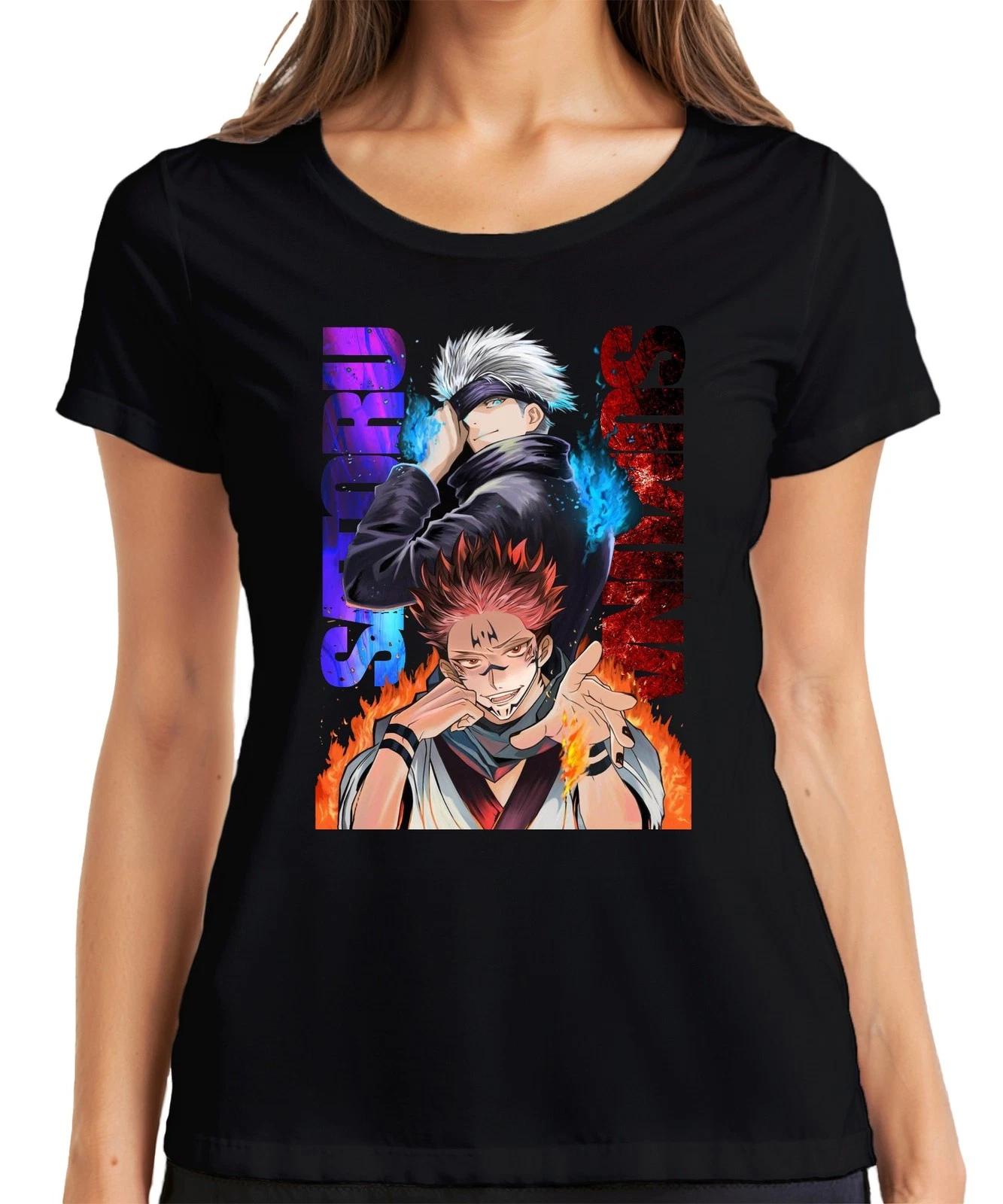 Jujutsu Kaisen Gojo Satoru Sukuna Flammen Augenbinde Geschenk Damen T-Shirt L