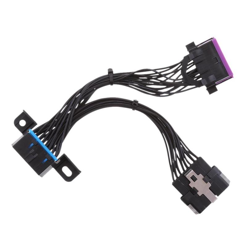 Black 205mm 16-Pin Vehicle Diagnostic OBD2 Y Splitter Male to Female Cord