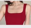 2025 Elegant Red Swing Skirt Dress: New French-Style Suspender for Women