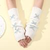 Bow Gloves for Women in Autumn and Winter Knitted Warm College Style Mid Length Stacked Sleeves Fingerless Arm Sleeves