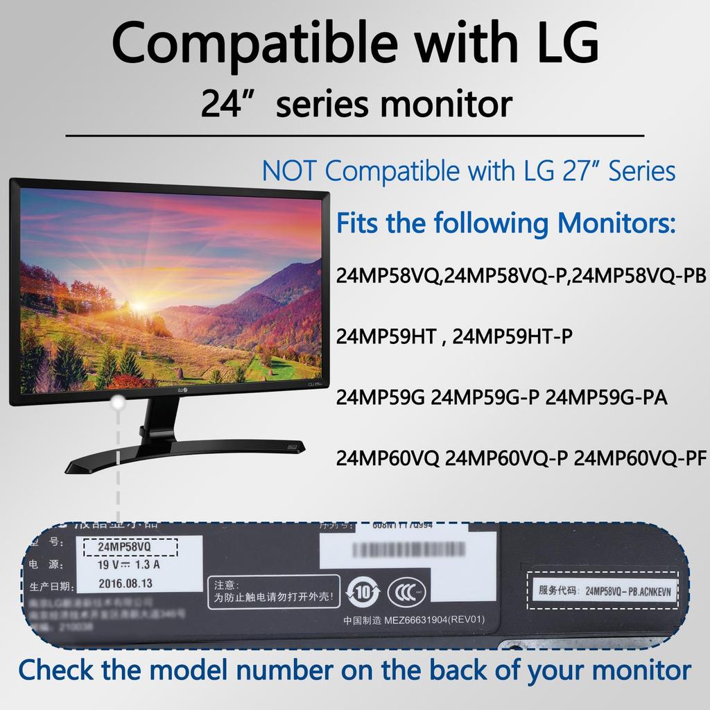 Yunquehe VESA Mount Adapter for LG Monitors Supports 75×75 and 100×100 mm Compatibility