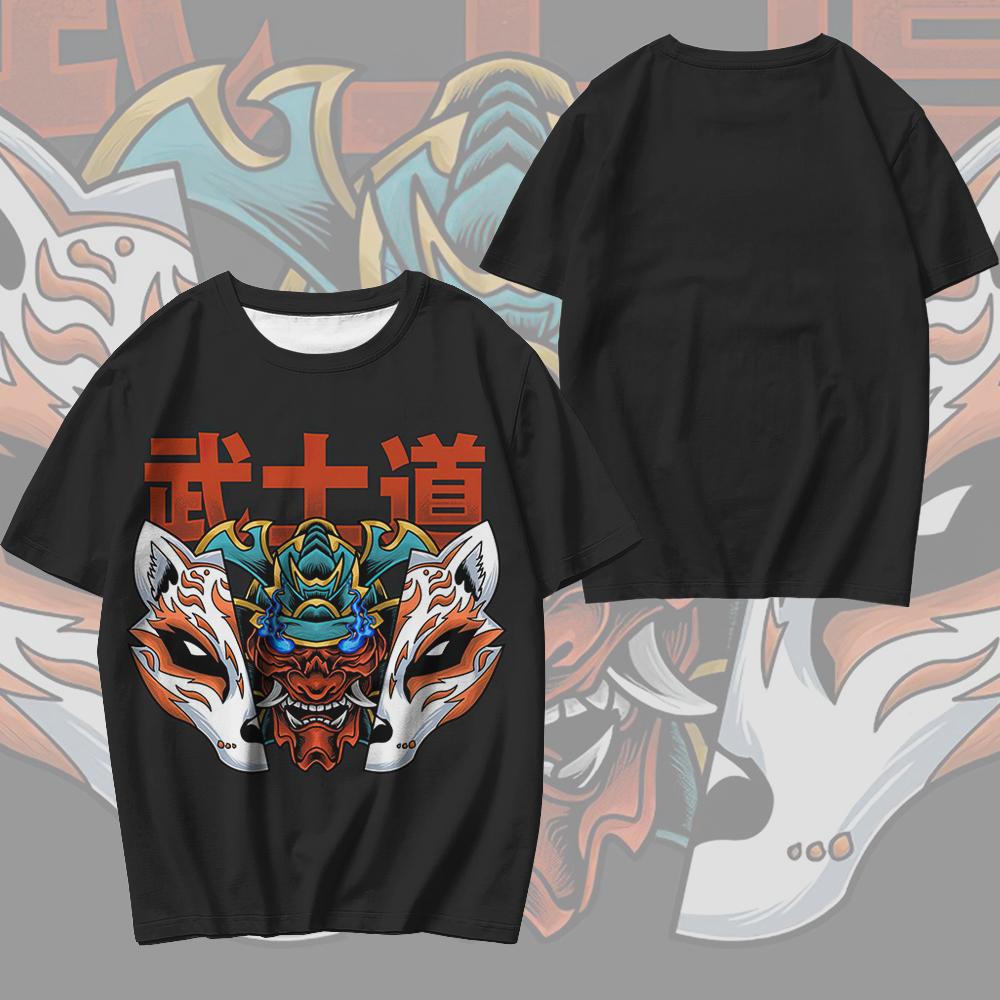 T-Shirts For Men 3d Japanese Ghost Warrior Print Man T-Shirt Hip Hop Tees Oversized T Shirt Men Clothes Vintage Street Tops 2024