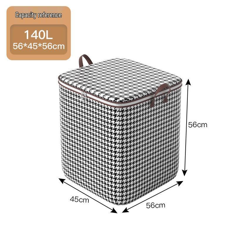 Houndstooth Large Capacity Waterproof Storage Bag - Moisture-proof Non-woven Fabric Organizer for Clothes 