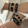 Vintage Punk Black Dripping Oil Metal Enamel Bangles For Women Geometric Wide Chunky Cuff Bracelets Party Aesthetic Jewelry