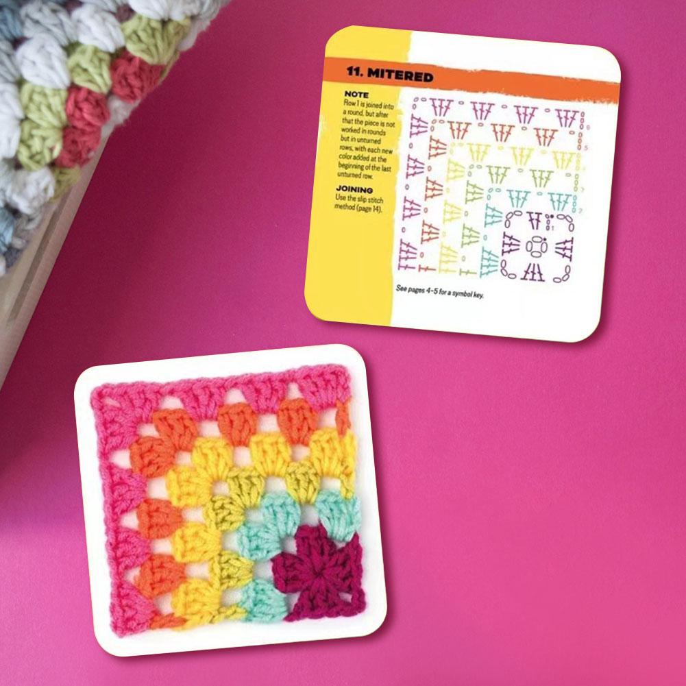 50 Mix & Matchs Designs Crochet Cards DIY Knitted Pattern Cards Set Granny Square Card Deck for Beginners Deck Knitting Kit