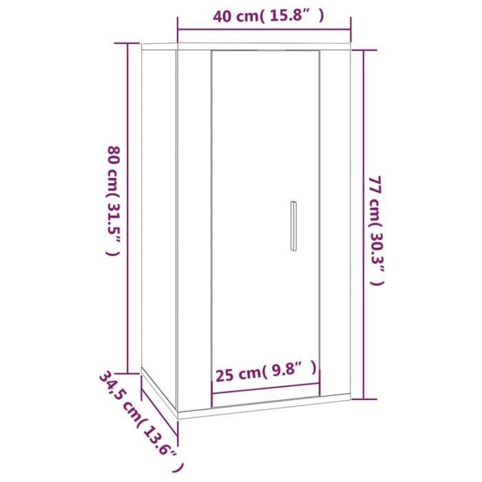 816677 vidaXL Wall-mounted TV Cabinet Smoked Oak 40x34.5x80 Cm